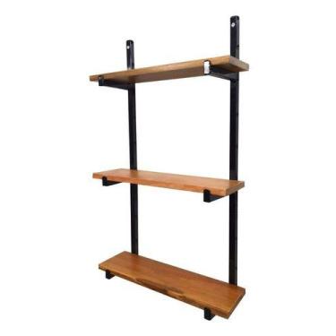 Imagem de Estante De Ferro Para Livros Ou Multi Uso Com 3 Prateleiras De Madeira