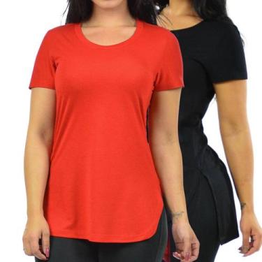 Imagem de Kit 2 Blusas Mullet Gola Redonda Feminino - Vesttuario, Preto, Vermelh