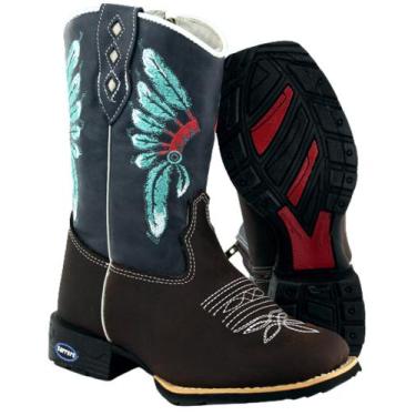 Imagem de Bota Texana Country Infantil Cano Longo em Couro com Zíper - Carrero B