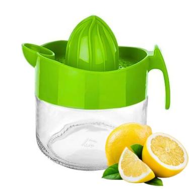 Imagem de Espremedor de limão de vidro, laranja, espremedor manual de uva, espremedor de frutas cítricas pequeno, extrator manual manual com alça e bico de despejo, sem BPA e vidro transparente pesado sem