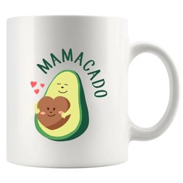 Imagem de Mamacado presente engraçado amante de abacate para mãe presentes de gravidez grávida mamãe nova mãe dia das mães da filha filho marido caneca cerâmica 325 ml branco