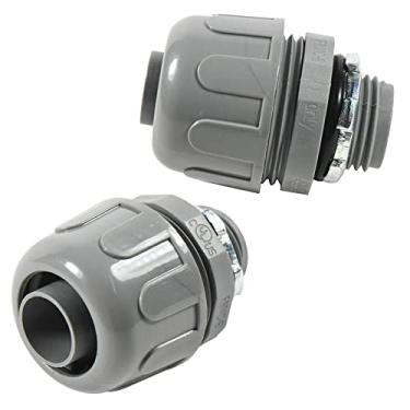 Imagem de HQRP Pacote com 2 conectores de plástico não metálicos de 1/5.1 cm, conector de conduíte elétrico reto de 180 graus [listado na UL]