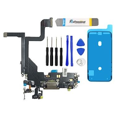 Imagem de Porta de carregamento USB Flex Cable Dock Board Connector - Microfone - Substituição da porta de fone de ouvido para iPhone 13 Pro com kit (dourado)