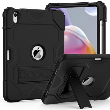 Imagem de Grifobes Capa para iPad de 11 polegadas (A16) 2025 / 10ª geração 11 polegadas 2022, iPad 11/10ª capa com suporte para lápis, capa protetora resistente com suporte para meninas e crianças, preta