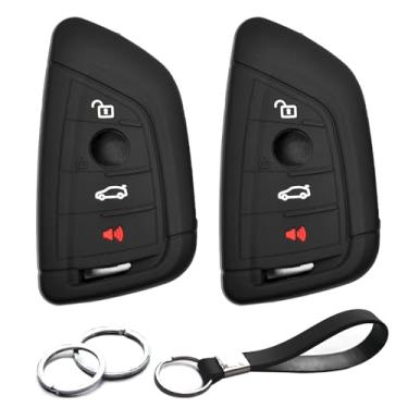 Imagem de Capa para chave INFIPAR 2 peças compatível com BMW Smart 4 botões de silicone FOB sem chave suporte remoto para BMW X1 X5 X6 2000-2018
