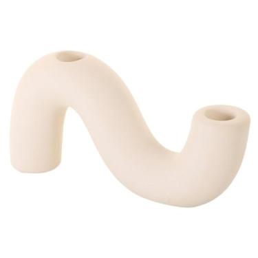 Imagem de Castiçal de cerâmica moderno castiçal cônico para mesa de jantar, sala de estar, mesa de café, candelabro para 2 velas cônicas