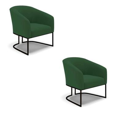 Imagem de Cadeira Sala De Jantar Base Industrial Preto Kit 2 Stella Veludo D03 - D`rossi Cor Verde