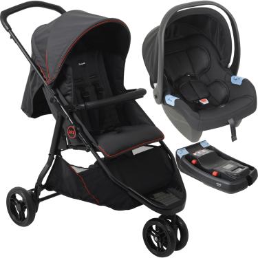 Imagem de Carrinho de Bebe com Bebe Conforto Base Burigotto CR3 Gray Red