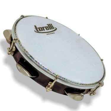 Imagem de Pandeiro 10 Torelli Corpo Abs Pele Poliester + Chave Loja, Preto