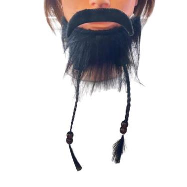 Imagem de Fantasia Barba Falsa trança de Pirata+ Bigode preto- Pelúcia - Lynx Pr