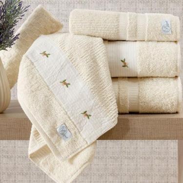 Imagem de Jogo de Banho Ellora Felpa 100% Algodão 05 Peças - Palha - Borda Borda