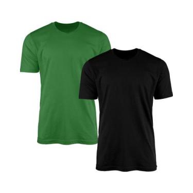 Imagem de Kit 2 Camisetas AMGK Masculina Lisa Básica 100% Algodão, Masculino, Ve