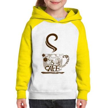 Imagem de Moletom Infantil Café Coffee - Foca na Moda, Branco, Amarelo, 10