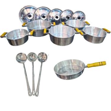 Imagem de Jogo Com 09 Peças Panelas Em Alumínio Fundido Grosso 18ao26 - Mega Alu