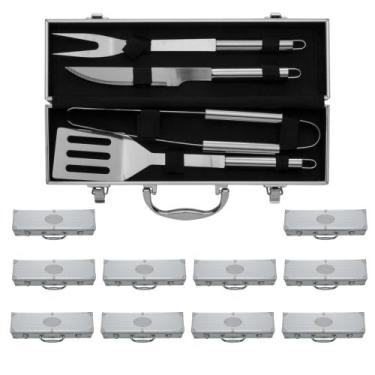 Imagem de 10 Unidades - Kit Churrasco Maleta Inox - 4 Peças - ZZ