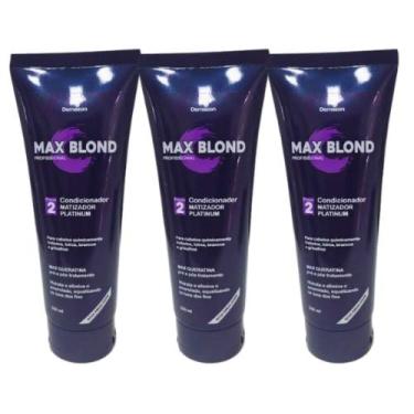 Imagem de Condicionador matizador/desamarelador max blond 250ml demazon kit 03 u
