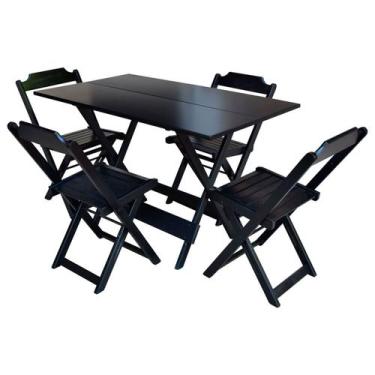 Imagem de Jogo de Mesa de Madeira 1,20x70 C/ 04 Cadeiras Preto - PREGUIÇOSA, PRE