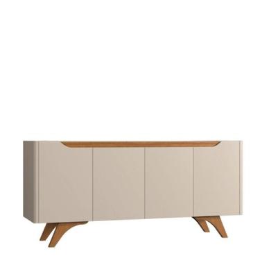 Imagem de Buffet Grécia 4 Portas Com Pés em Madeira Maciça Mavaular, Off White/N