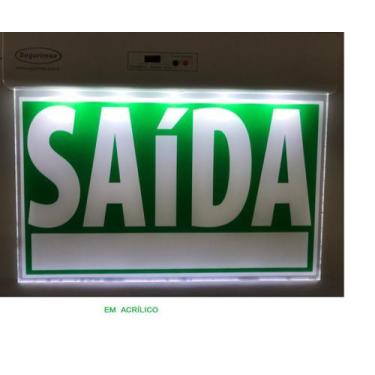 Imagem de Placa Sinalização Saída FU verde com Luz Emergência - Segurimax
