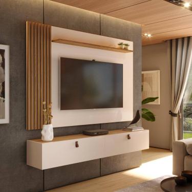 Imagem de Rack com Painel Ripado Suspenso para TV até 70 Polegadas 2 Portas Grécia 180cm