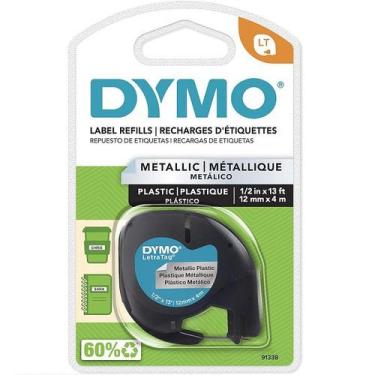 Imagem de Fita para Rotulador Letratag 12MM X 4M PRETO/METALICO - DYMO
