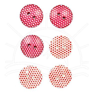 Imagem de Botão Poá Redondo 20mm Vermelho/Branco - 6 unidades - We Care About