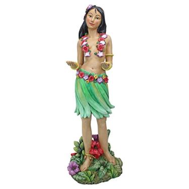 Imagem de Design Toscano Estátua Havaiana Hula Wahine para mesa de servir, colorida