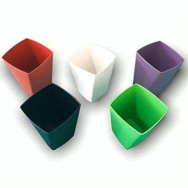 Imagem de Kit 14 Copos Quadrados Coloridos 350ml Plástico Resistente - Qualiplas