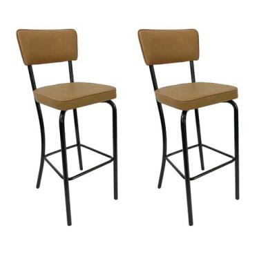 Imagem de Combo 2 Banquetas Olivia - Alta para Bar e Cozinha Preta com Assento C