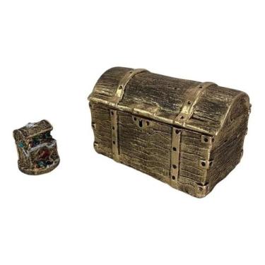 Imagem de Porta Joia Baú Tesouro Pirata Decorativo Resina - HC Decorações