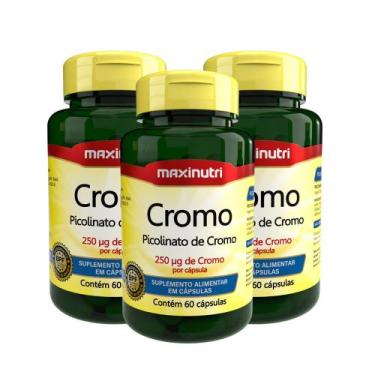 Imagem de Kit 3 Cromo Picolinato de Cromo 100% IDR 60 Cáps Maxinutri