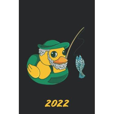 Imagem de Calendar 2022: year planner weekly overview | week start Monday | 6x9" appx A5 compact easy to carry | 2022 | January to December | UK holidays ... scheduler for 1 year | fisching Rubber duck