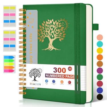 Imagem de Caderno espiral grande com 300 páginas numeradas – Caderno espiral B5 para escrever, páginas pautadas na faculdade, caderno de trabalho e escola para homens e mulheres, caderno de couro de capa dura