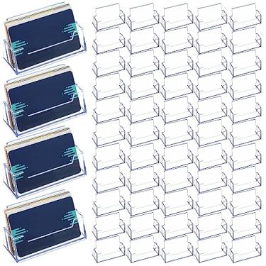 Imagem de 64 Pack Business Card Holder Standard Business Card Stand Acrylic Card Holder Clear Postcard Holder Business Card Display Holder for Home Office Desk Table