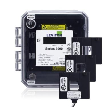 Imagem de Leviton Kit medidor externo 3O24D-4D Series 3000 240VAC 3P3W 400A com 3 CTs de núcleo dividido
