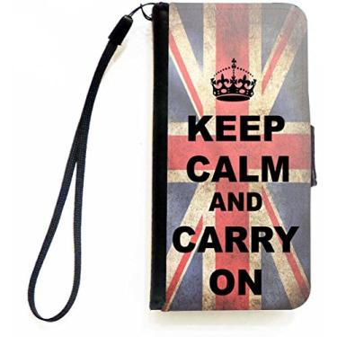 Imagem de Rikki Knight Capa carteira flip com bandeira britânica Keep Calm and Carry On com aba magnética para Apple iPhone 5c