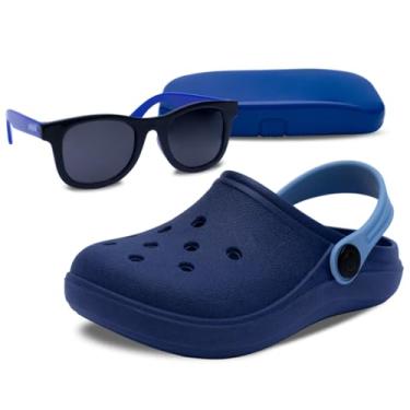 Imagem de Kit Oculos de Sol E Babuche Sandalia Chinelo Moda Infantil Menina Menino Leve Macio K30 (Azul Marinho, BR, Criança de 9 a 12 anos, Numérico, 34)