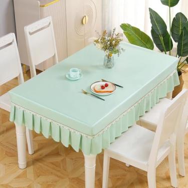 Imagem de Toalha de mesa retangular retangular à prova d'água e à prova de óleo, toalha de mesa lavável em tecido para mesa de café de jantar, toalha de mesa, toalha de mesa de estudante, verde, 70 x 120 cm