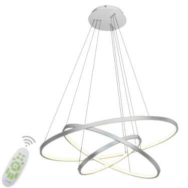 Imagem de LightInTheBox Lustre Moderno de Led com 3 Anéis, Lustre Regulável com Controle Remoto, Luz Pendente de Teto Circular para Sala de Jantar E Sala de Estar (Branco; Fonte de Luz: Escurecimento Contínuo)