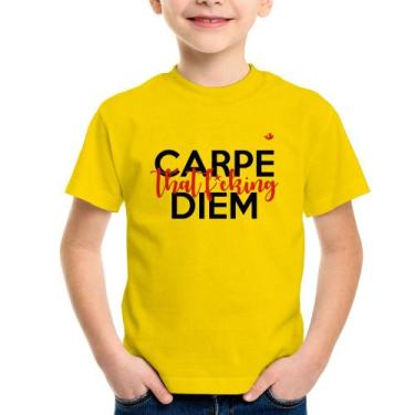Imagem de Camiseta Infantil Carpe that fucking Diem - Foca na Moda, Amarelo, 6