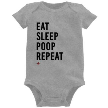 Imagem de Body Bebê Eat, Sleep, Poop, Repeat - Foca na Moda, Cinza, P