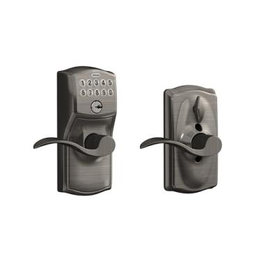 Imagem de Schlage FE595 CAM 620 ACC Camelot Teclado Entrada com Flex-Lock e Alavancas de Acento, Estanho Antigo
