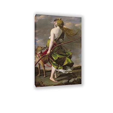 Imagem de Pinturas religiosas em tela - Diana the Hunter por Orazio Gentileschi reprodução de pinturas famosas - arte de parede em tela clássica quadros de arte para decoração de quarto 60 x 95 cm (24 x 37 pol)