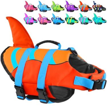 Imagem de Fragralley Colete salva-vidas Shark Dog, alta flutuabilidade com nylon resistente a rasgos, colete flutuante para cães para natação e passeios de barco, preservador de vida para cães pequenos, médios