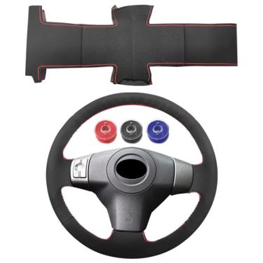 Imagem de SUNBREATH Compatível com capa de volante costurada à mão para Toyota RAV4 2006-2012 Yaris Sedan 2007-2011 Protetor de volante de couro de microfibra respirável antiderrapante