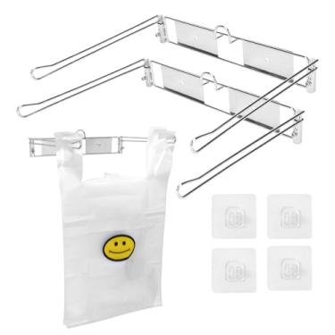 Imagem de Zoyiancy 2 peças de suporte de plástico para sacolas de compras, suporte para pendurar na parede, organizador de sacolas de compras de metal, suportes de plástico para sacolas de supermercado, suporte