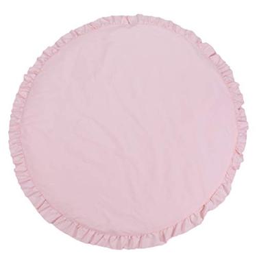 Imagem de CVGAGIF Tapete infantil rosa para engatinhar, tapete de tenda, redondo, babados, tapete de algodão para decoração de quarto de crianças 99,8 cm