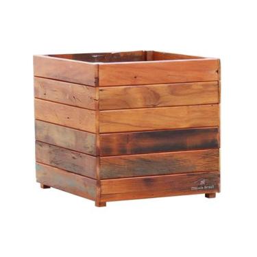 Imagem de Vaso Cachepot 50 x 50 cm Madeira Demolição Natural - Móveis Brasil