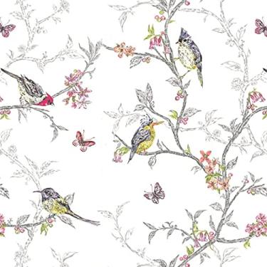 Imagem de Papel De Parede 3m Adesivo Lavável Pássaro Flor Realismo