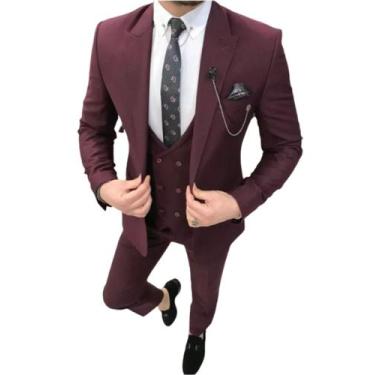 Imagem de Terno Oxford Slim Masculino Social Bordô - Paleto+Calça Terra Forte Te